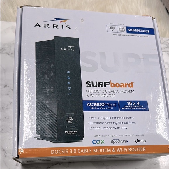 Arris SURFboard Black Cable Modem & Wi-Fi Router - Picture 1 of 9